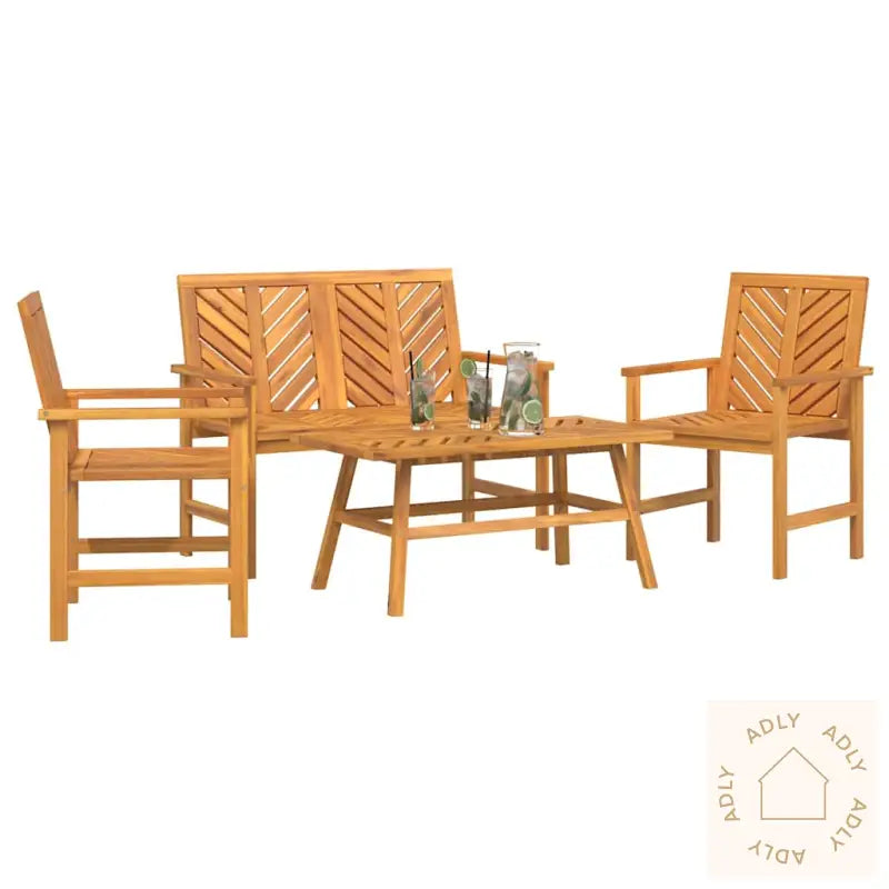 4 Delers Hage Lounge Sett Massivt Tre Akasietre