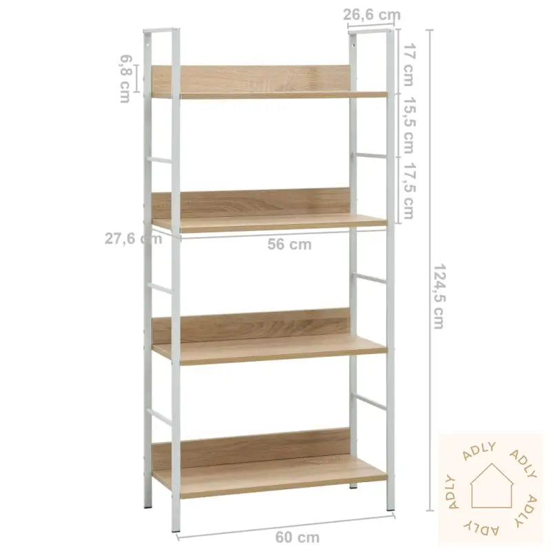 Bokhylle 4 Lag Eik 60X27,6X124,5 Cm Konstruert Tre