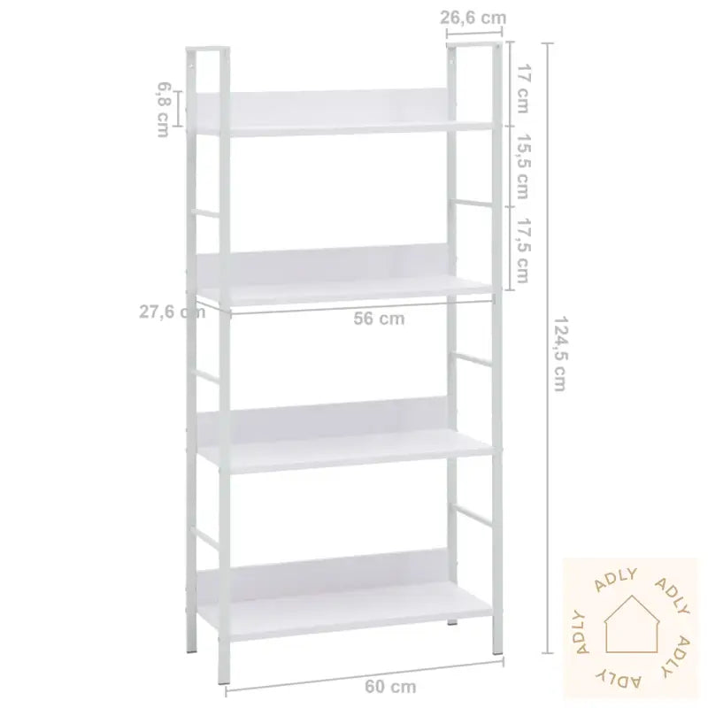 Bokhylle 4 Lag Hvit 60X27,6X124,5 Cm Konstruert Tre
