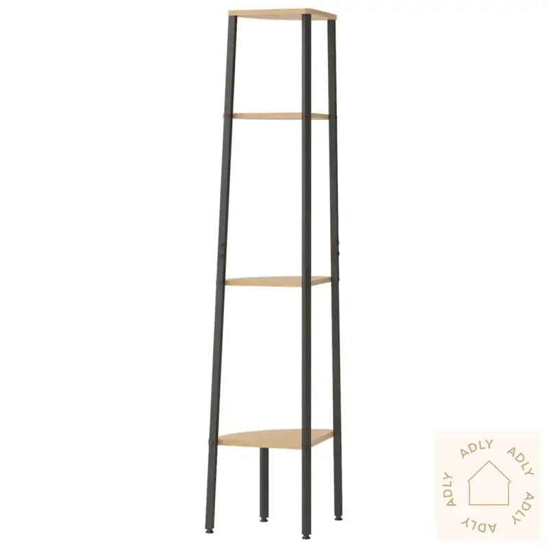 Hjørnehyller 4 Etasjer Lysebrun Og Svart 45,5X31,5X150 Cm