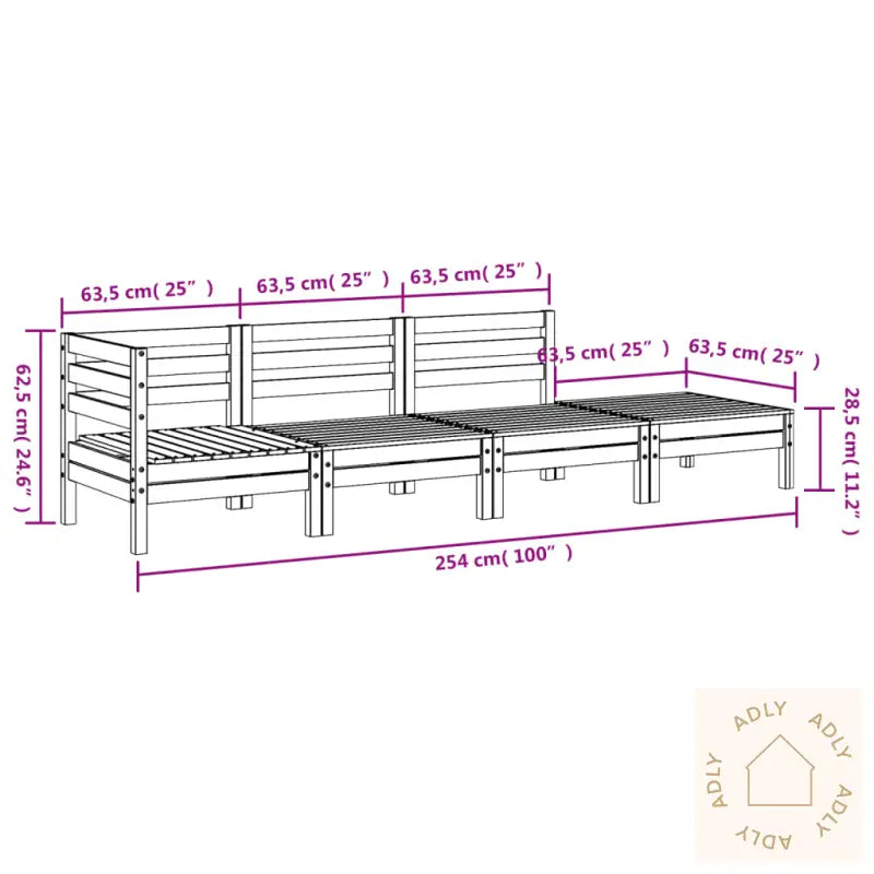 Hagesofa 4-Seters Heltre Douglasgran