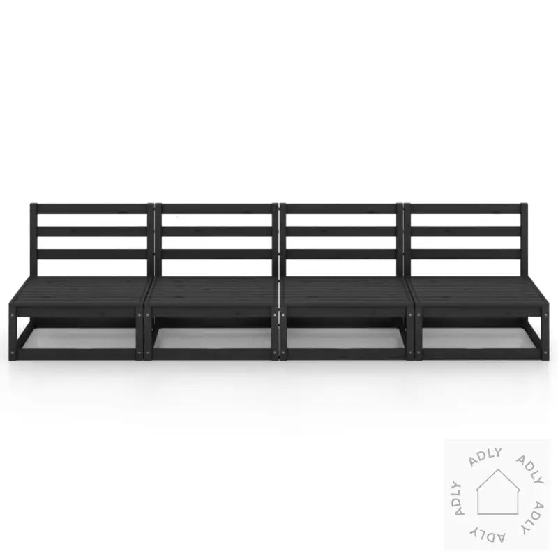 4-Seters Hagesofa Svart Heltre Furu