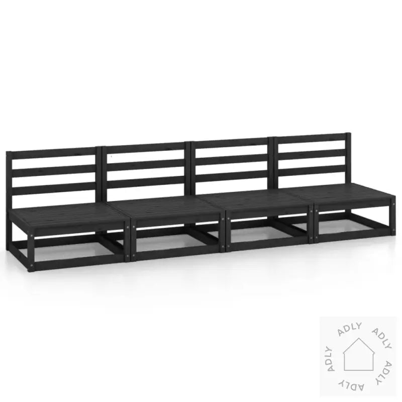 4-Seters Hagesofa Svart Heltre Furu