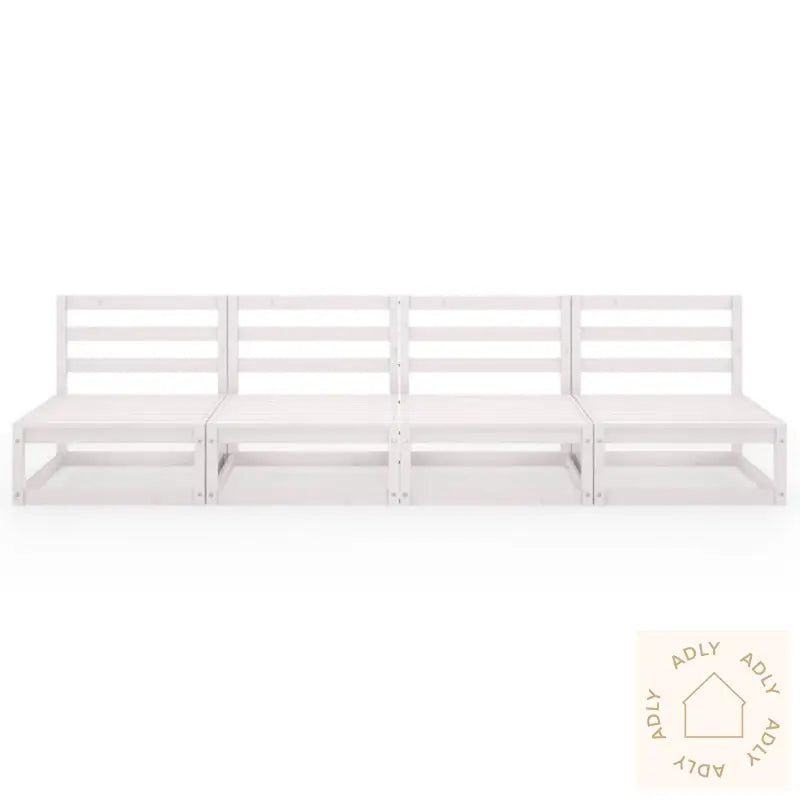 4-Seters Hagesofa Hvit Heltre Furu
