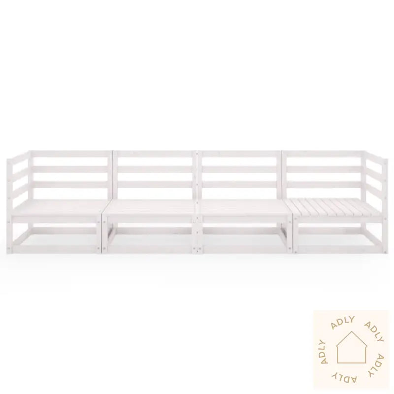 4-Seters Hagesofa Hvit Heltre Furu