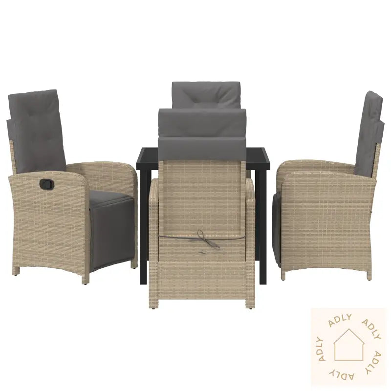 5 Delt Hage Spisegruppe Med Puter Beige Poly Rottings