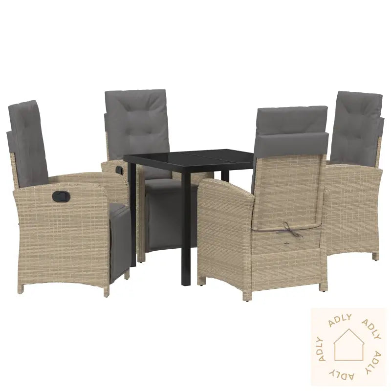 5 Delt Hage Spisegruppe Med Puter Beige Poly Rottings