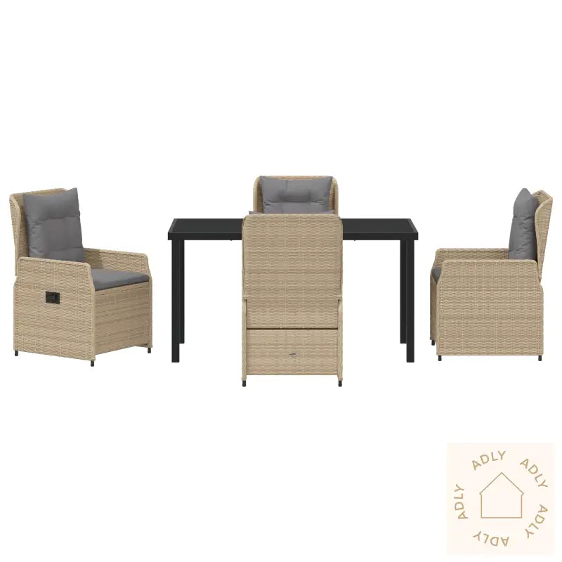 5 Delt Hage Spisebord Beige Poly Rottning