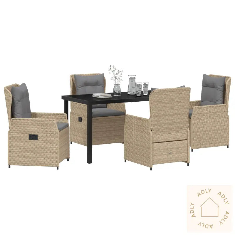 5 Delt Hage Spisebord Beige Poly Rottning