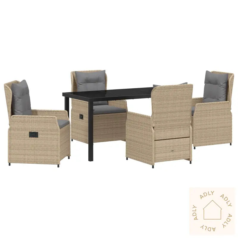 5 Delt Hage Spisebord Beige Poly Rottning