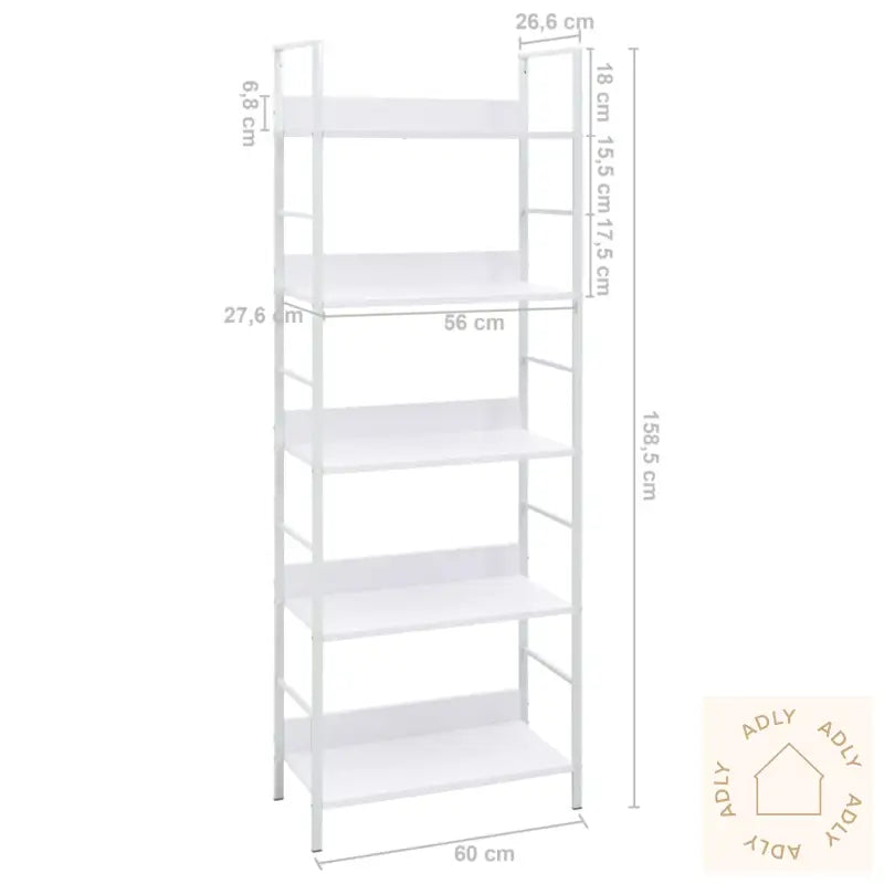 Bokhylle 5 Lag Hvit 60X27,6X158,5 Cm Konstruert Tre