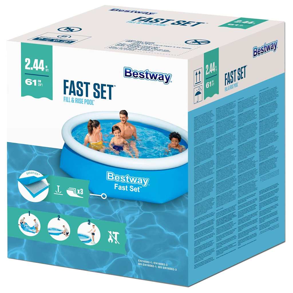 Oppblåsbart svømmebasseng Fast Set rundt 244x66 cm 57265