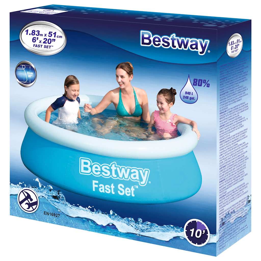 Oppblåsbart basseng Fast Set rundt 183x51 cm blå