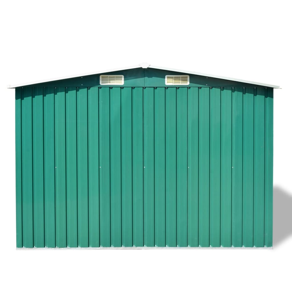 Oppbevaringsskur til hage grønn metall 257x205x178 cm