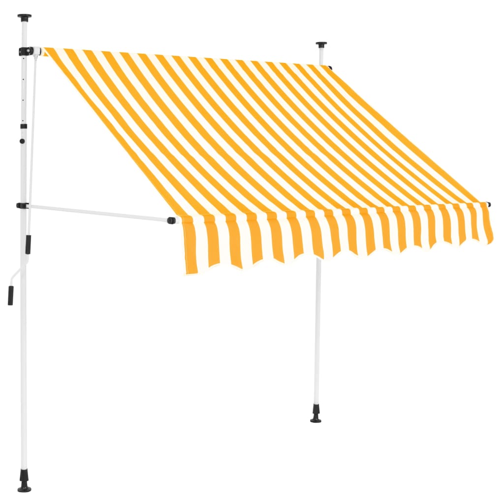 Manuell uttrekkbar markise 150 cm oransje og hvite striper