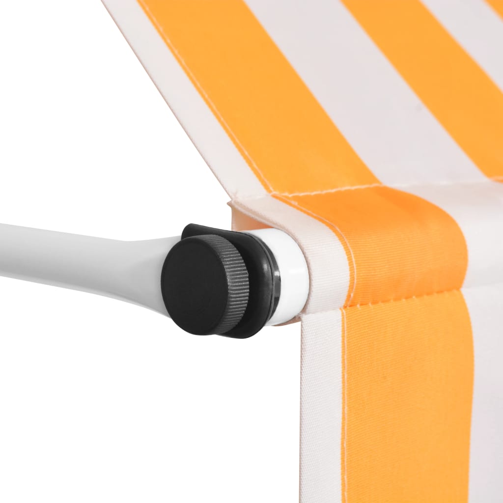 Manuell uttrekkbar markise 150 cm oransje og hvite striper