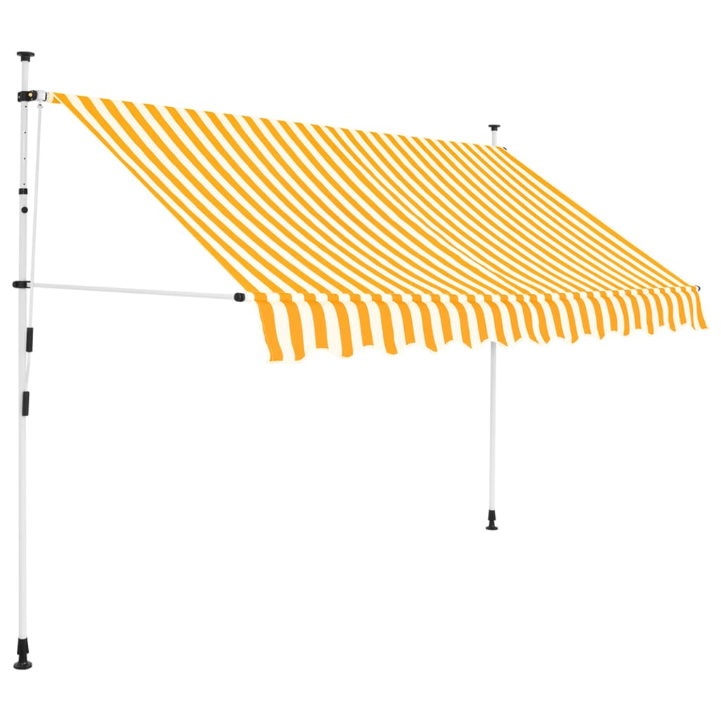 Manuell uttrekkbar markise 250 cm oransje og hvite striper
