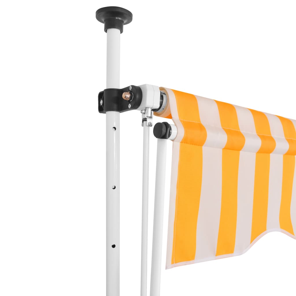 Manuell uttrekkbar markise 350 cm oransje og hvite striper