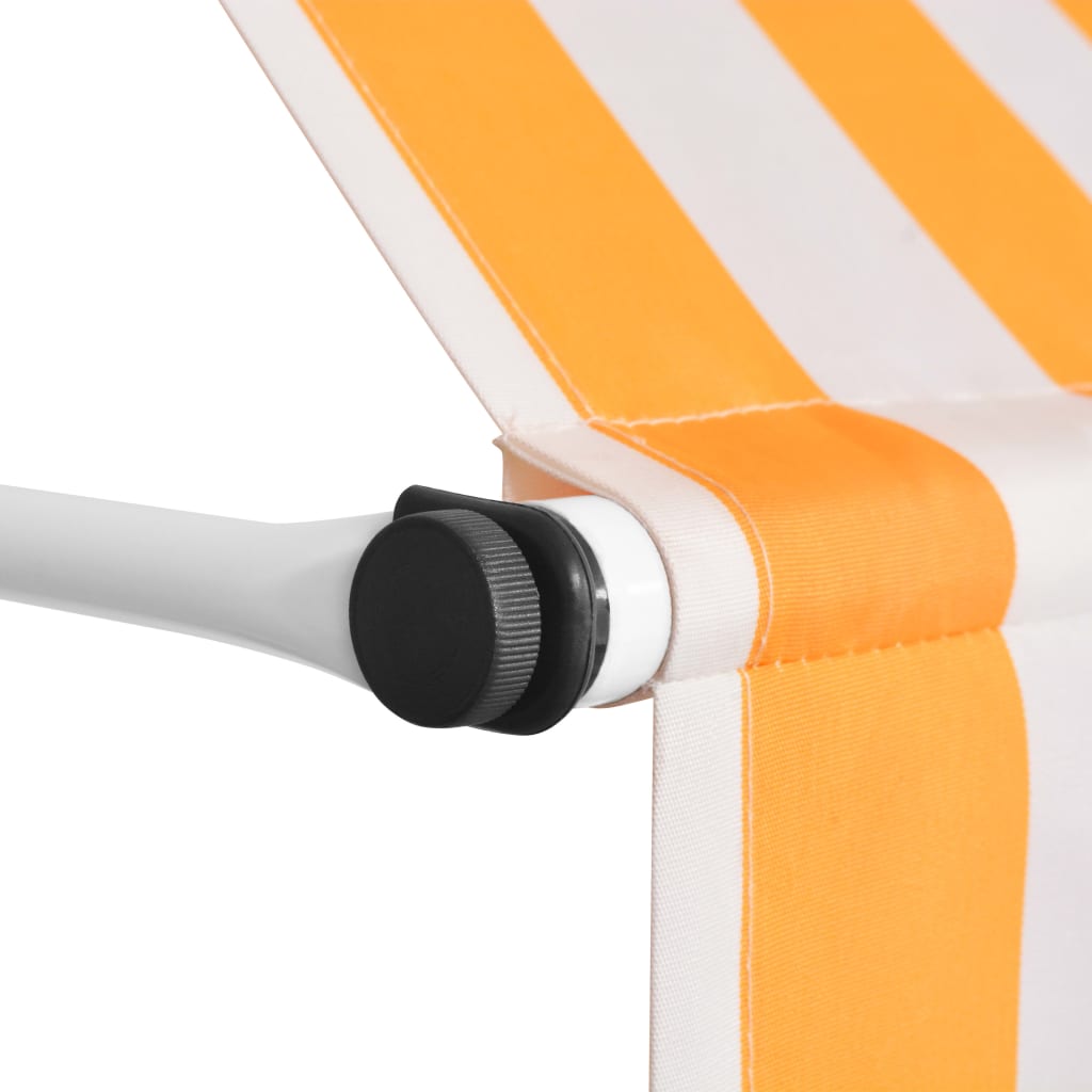 Manuell uttrekkbar markise 350 cm oransje og hvite striper