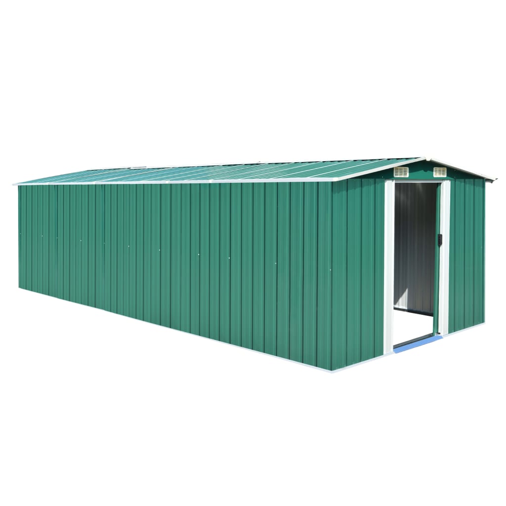 Hageskjul 257x580x181 cm metall grønn