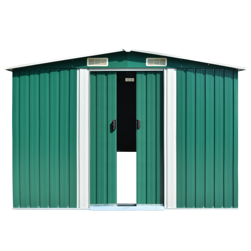 Hageskjul 257x580x181 cm metall grønn
