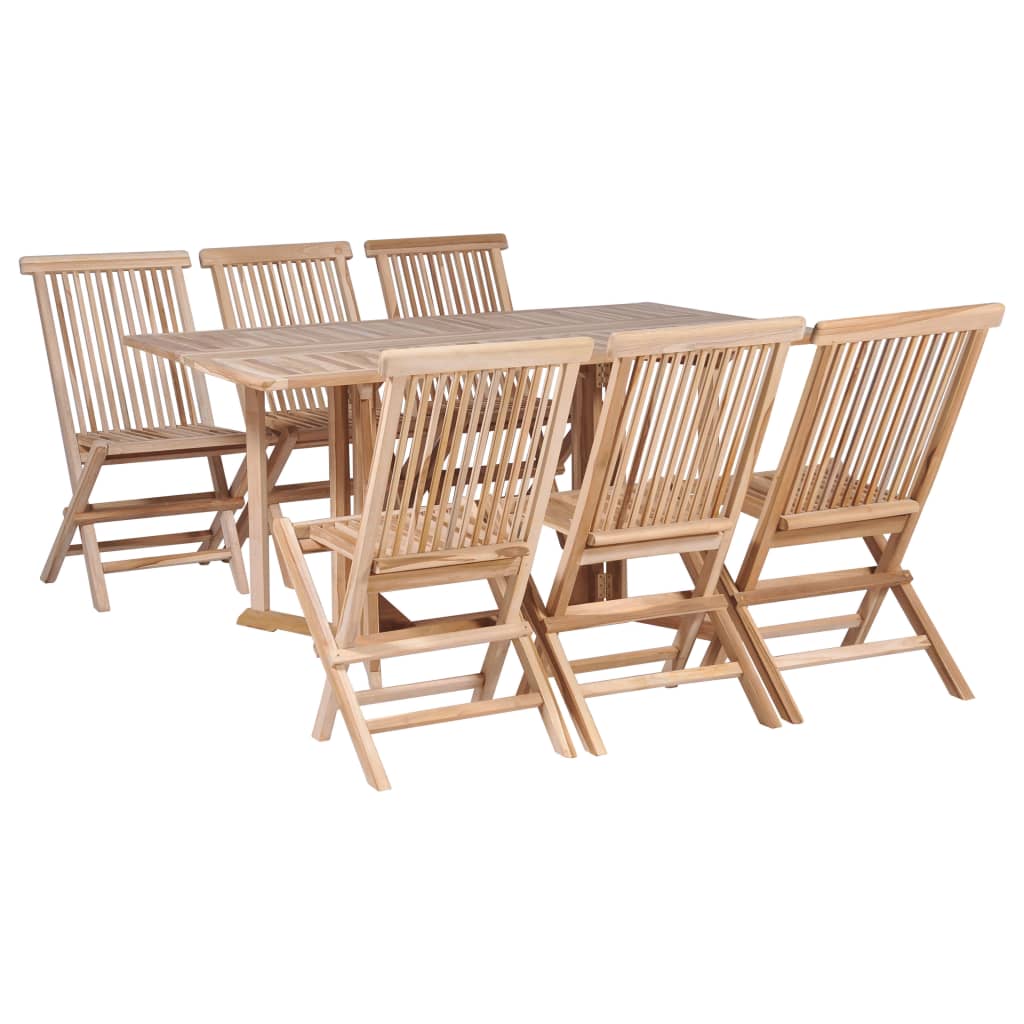 Utendørs spisestuesett sammenleggbart 7 deler heltre teak