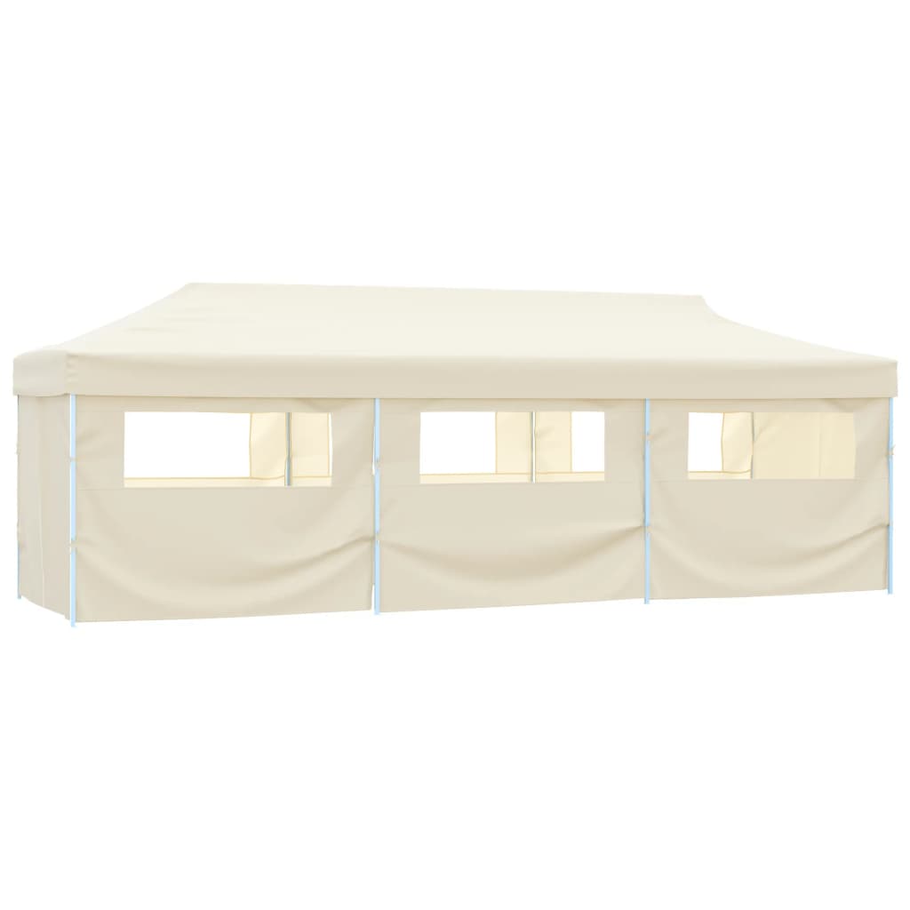 Sammenleggbart festtelt popup med 8 sidevegger 3x9 m kremhvit