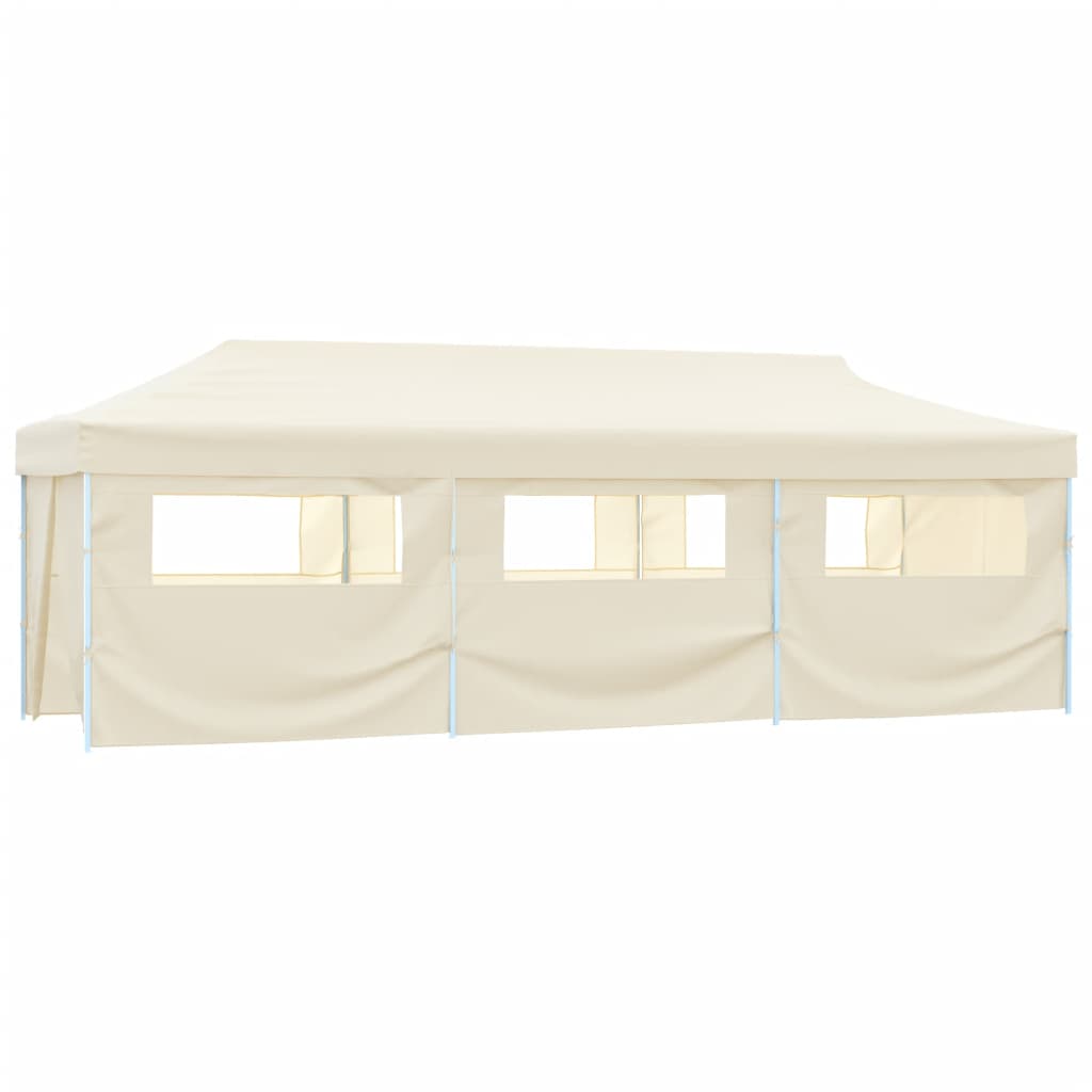 Sammenleggbart festtelt popup med 8 sidevegger 3x9 m kremhvit