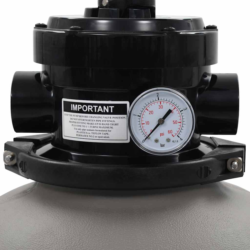Basseng sandfilter med 4 stillinger ventil grå 350 mm