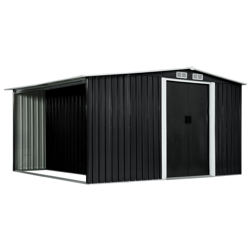 Hageskur med skyvedører antrasitt 329,5x312x178 cm stål