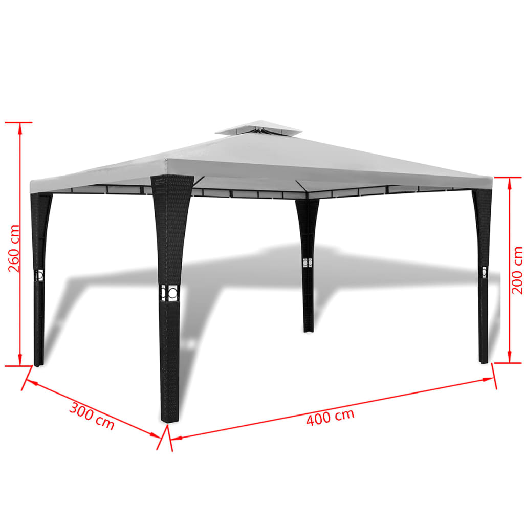 Paviljong med tak 3x4 m kremhvit