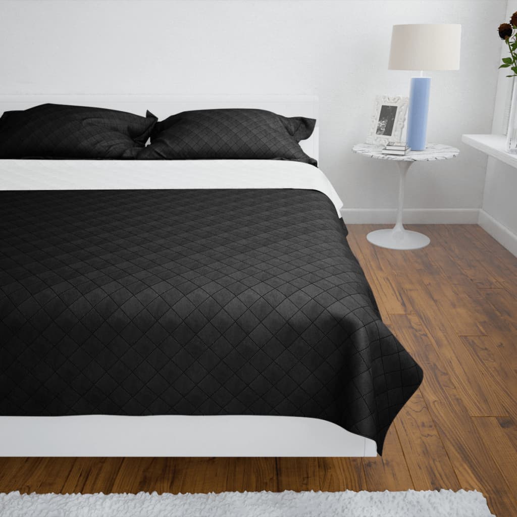 Tosidig vattert sengeteppe svart/hvit 170 x 210 cm