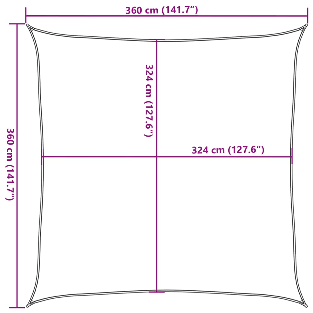 Solskjerm Seil HDPE Firkantet 3,6x3,6 m Antrasitt