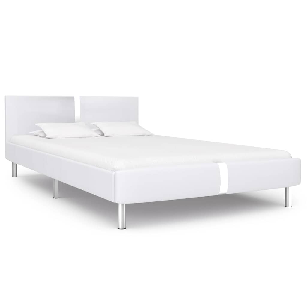 Sengeramme uten Madrass Hvit imitert skinn 135x190 cm