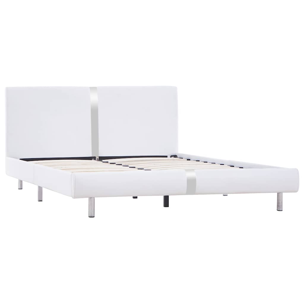 Sengeramme uten Madrass Hvit imitert skinn 135x190 cm