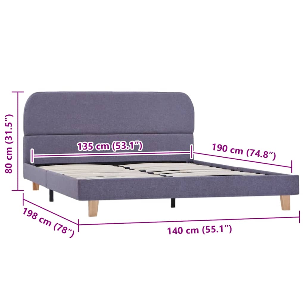 Sengeramme uten Madrass Lysegrå Stoff 135x190 cm