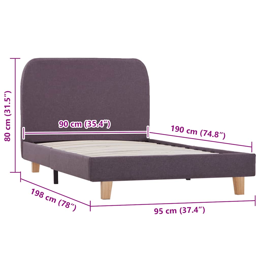 Sengeramme uten Madrass Taupe Stoff 90x190 cm