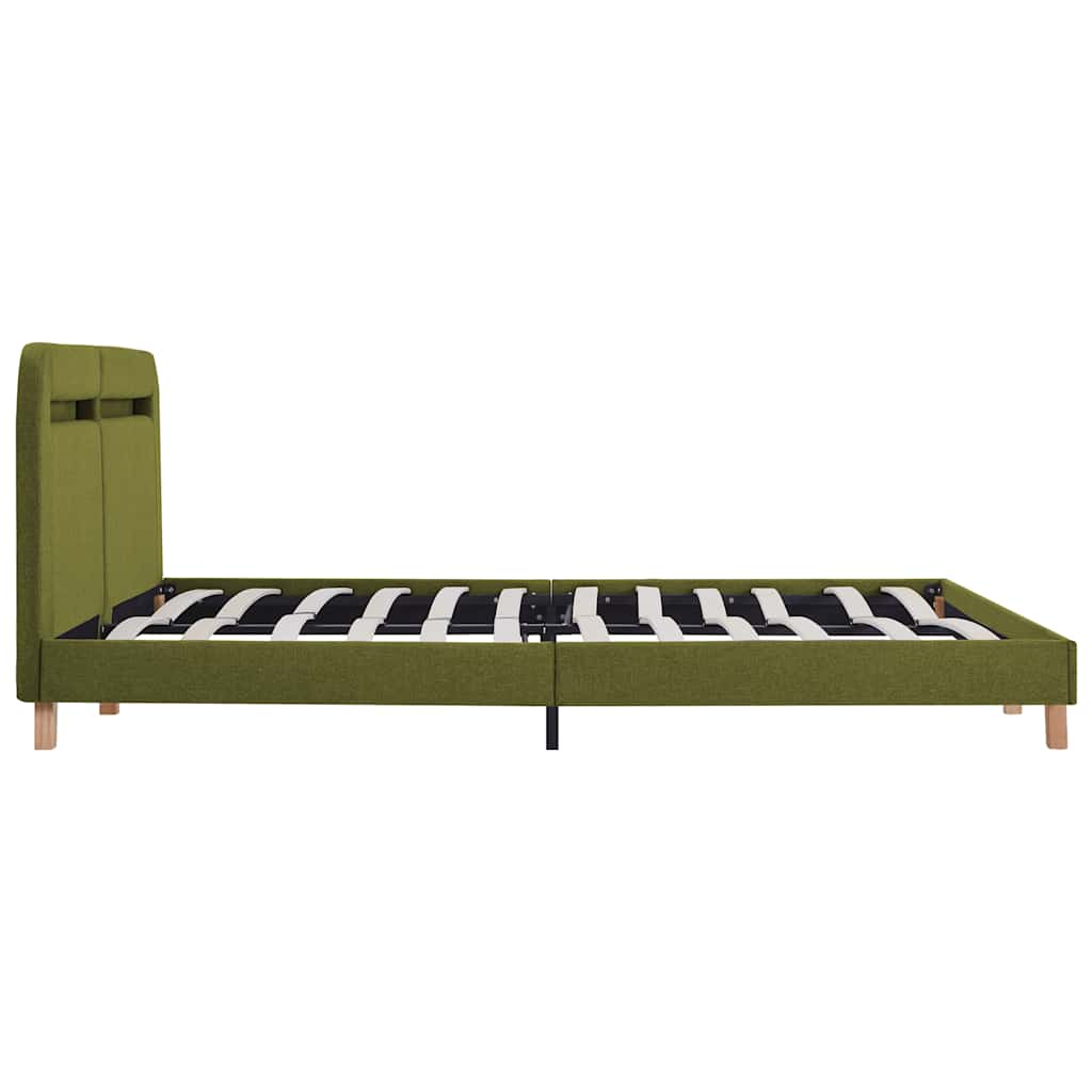 Sengeramme med LED uten Madrass Grønt Stoff 150x200 cm