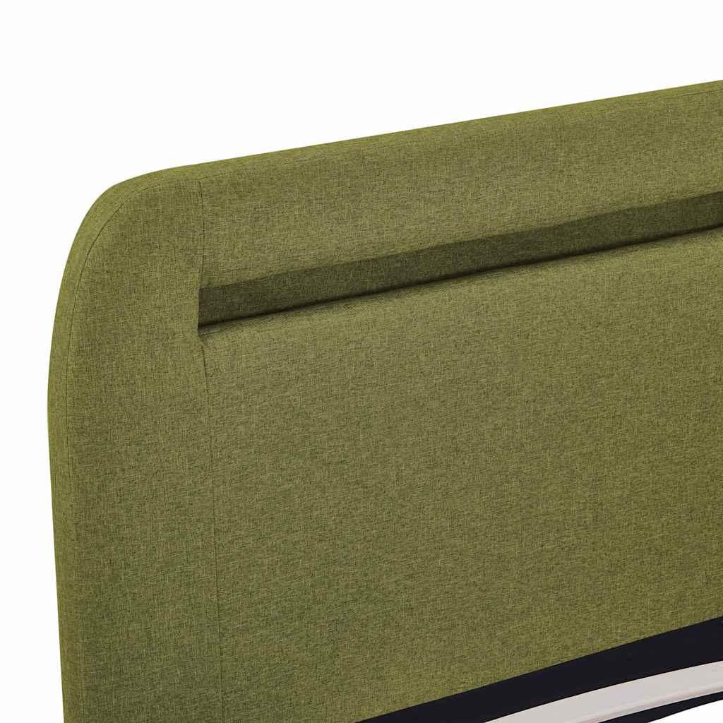 Sengeramme med LED uten Madrass Grønt Stoff 150x200 cm