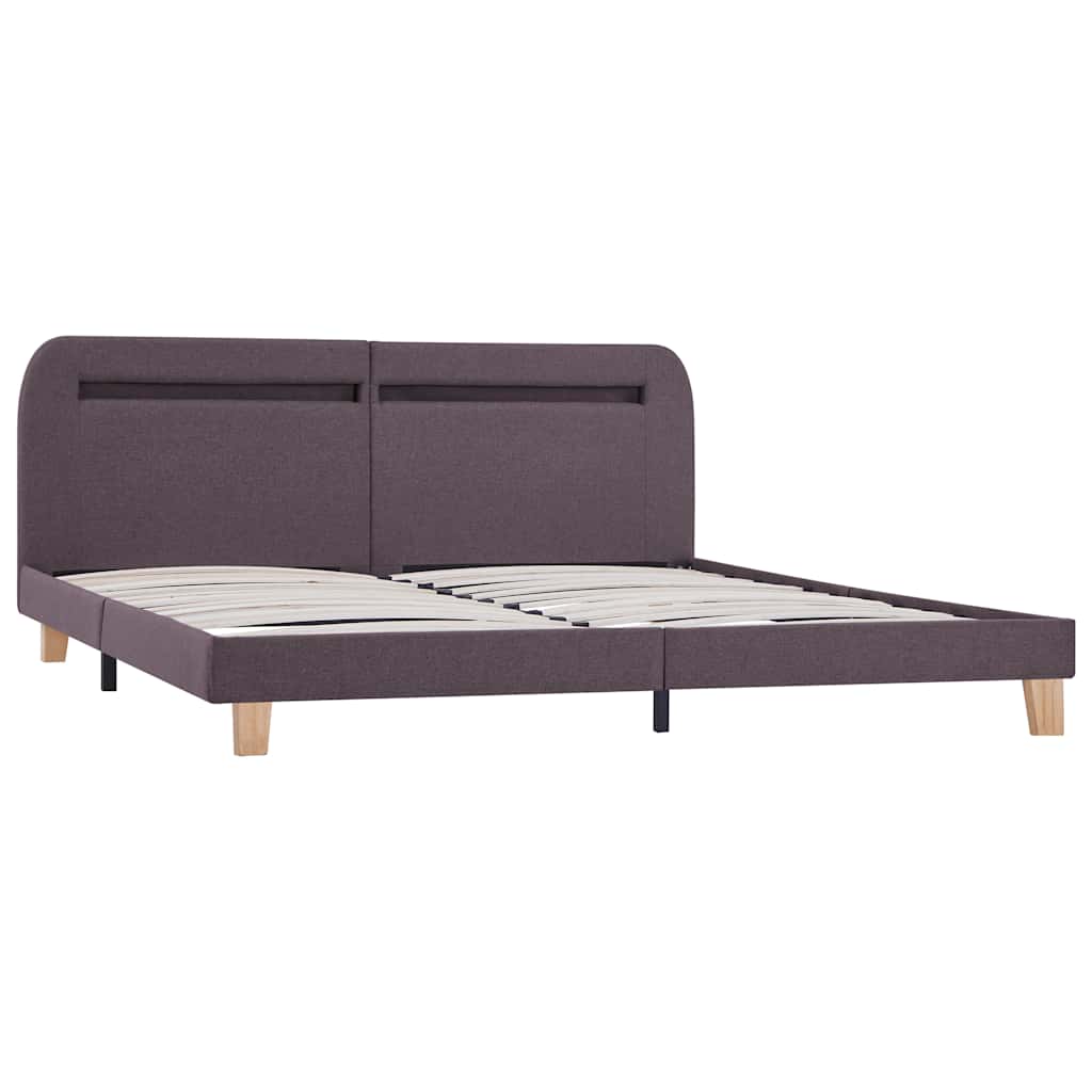 Sengeramme med LED uten Madrass Taupe Stoff 150x200 cm