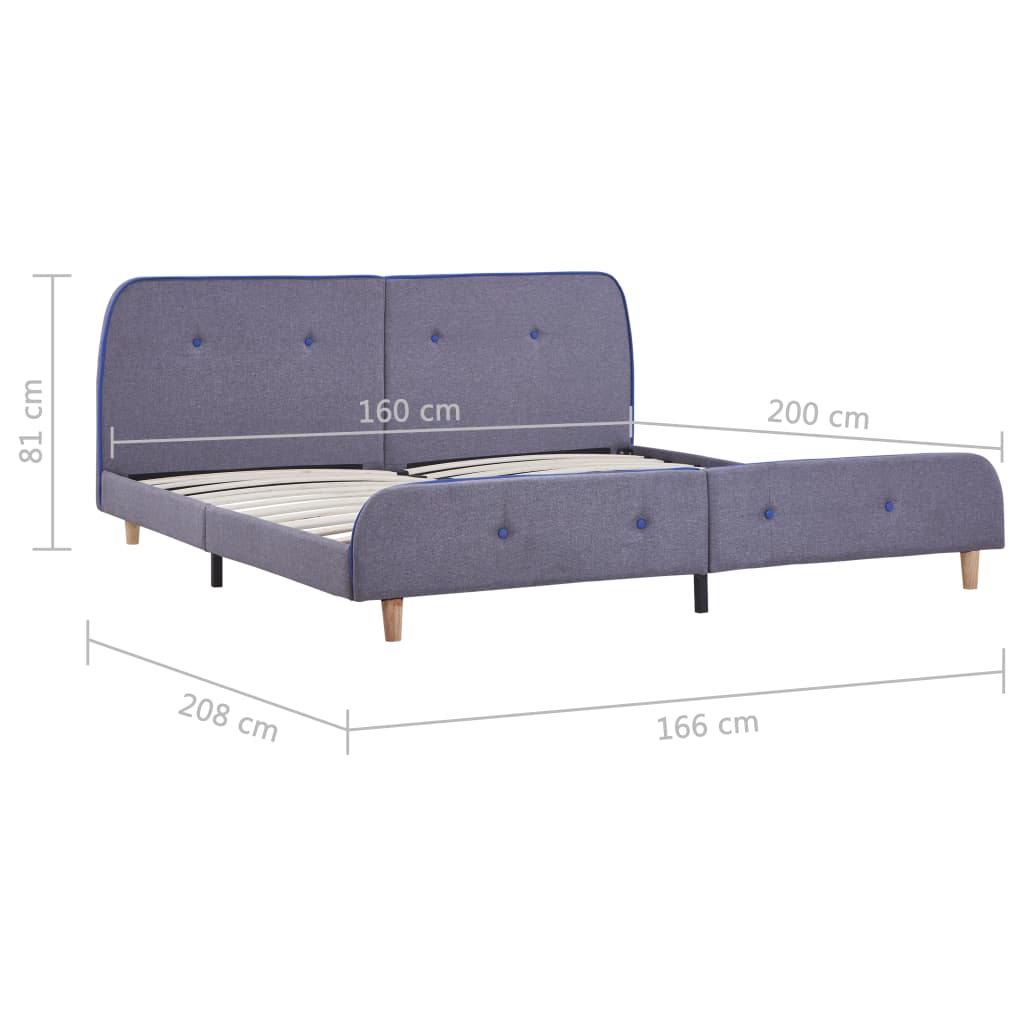 Sengeramme uten Madrass Lysegrå Stoff 150x200 cm