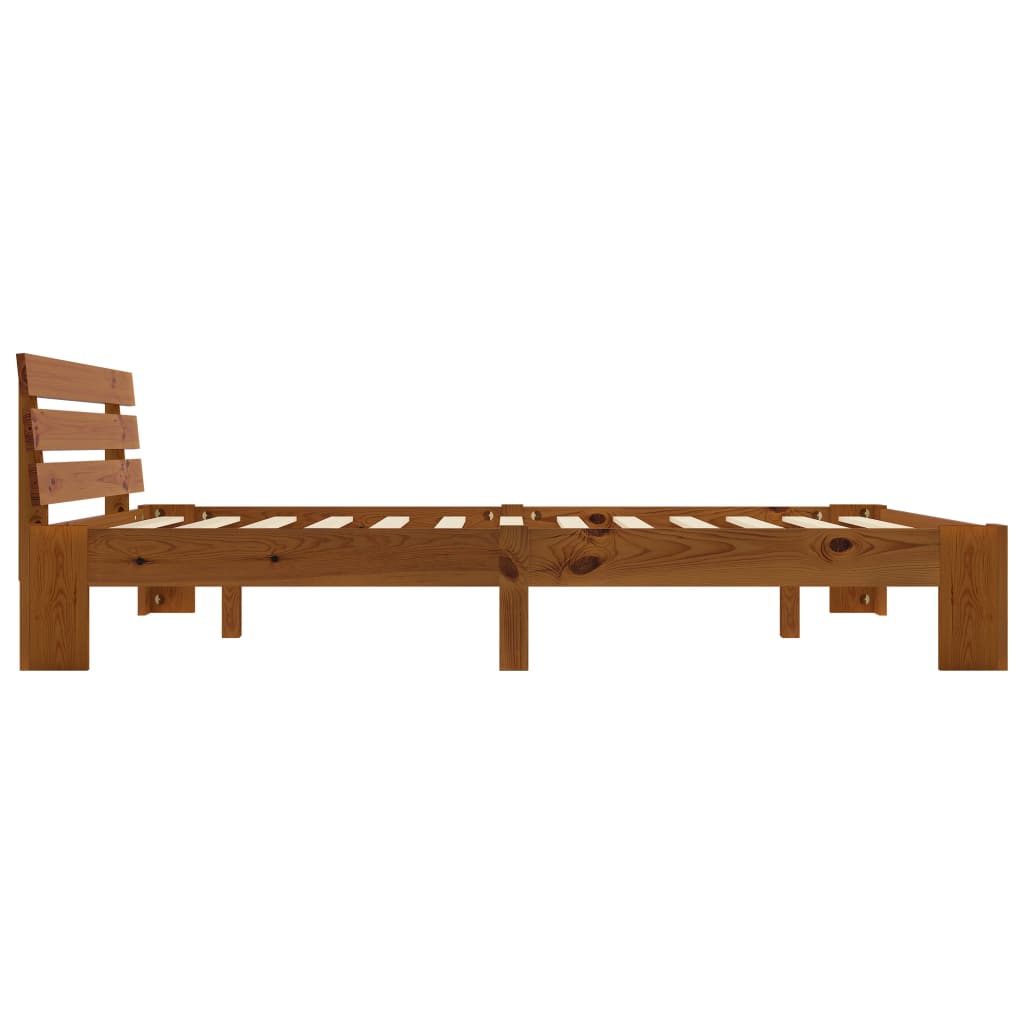 Sengeramme med hodegavl honningbrun heltre furu 160x200 cm