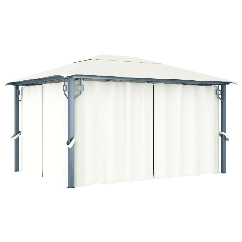 Paviljong med gardin 400 x 300 cm kremhvit aluminium