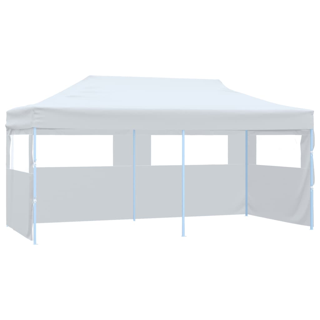 Foldbart popup festtelt med sidevegger 3x6 m stål hvit