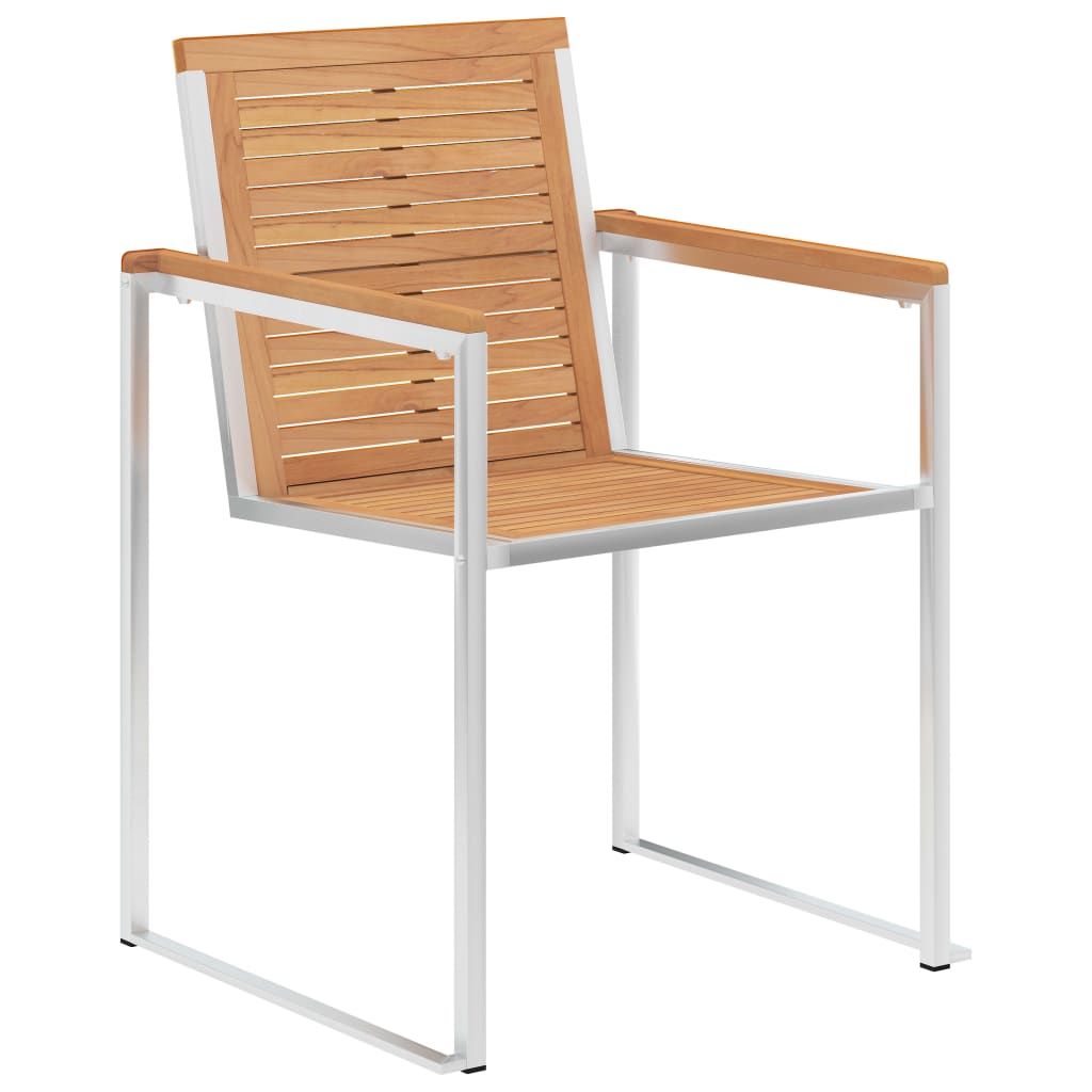 Hagestoler 2 stk heltre teak og rustfritt stål