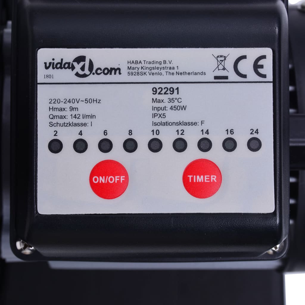 Sandfilterpumpe med timer 450 W 25 L