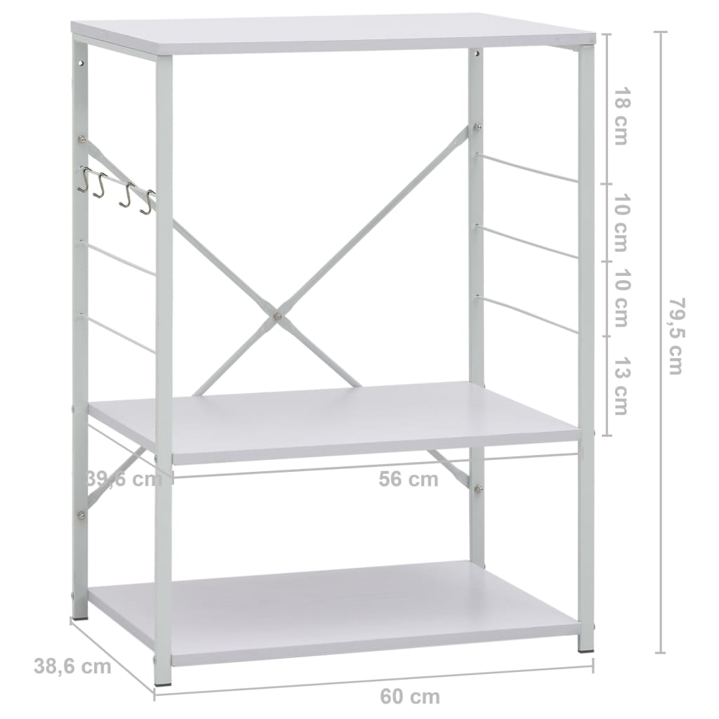 Hylle til mikrobølgeovn hvit 60x39,6x79,5 cm konstruert tre