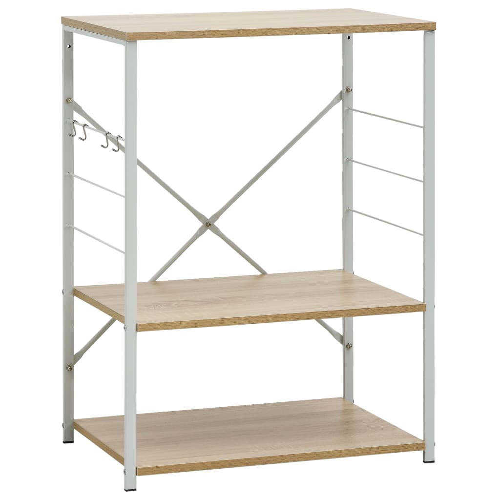 Hylle til mikrobølgeovn hvit eik 60x39,6x79,5 cm konstruert tre