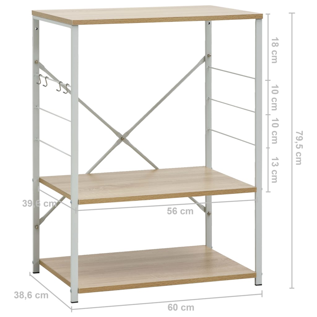 Hylle til mikrobølgeovn hvit eik 60x39,6x79,5 cm konstruert tre