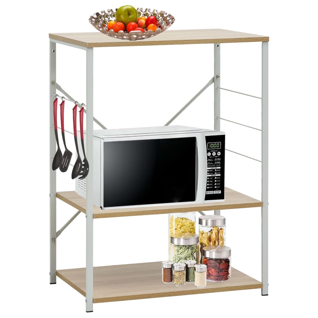 Hylle til mikrobølgeovn hvit eik 60x39,6x79,5 cm konstruert tre